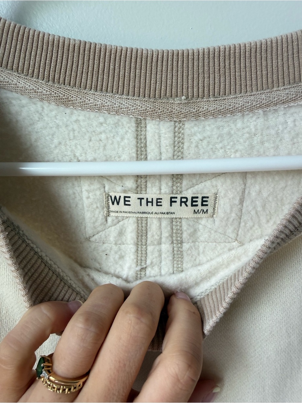 We The Free Cream and Beige Fleece Crew Sweatshirt